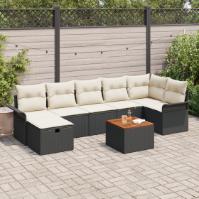 Conjunto de Sofás de Jardín de 8 Piezas con Cojines Negro Poliratán de , Sofás de exterior - Ref: Foro24-3360792, Precio: 488...