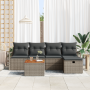 Set de sofá de jardín de 6 piezas con cojines gris poliratán de , Sofás de exterior - Ref: Foro24-3360863, Precio: 381,83 €, ...