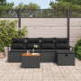 Conjunto de Sofás de Jardín  de 6 Piezas con Cojines de Poliratán Negro | Foro24.es | Tu tienda online para hogar, jardín y más Foro24.es