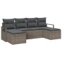 Conjunto de sofá de jardín 6 pcs Gris Poliratán