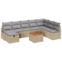 Conjunto de Sofá de Jardín de 9 Piezas con Cojines Beige de Ratán Polímero de , Sofás de exterior - Ref: Foro24-3360885, Prec...