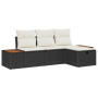 Conjunto de Sofás de Jardín de 4 Piezas con Cojines Negro Poliratán de , Sofás de exterior - Ref: Foro24-3360946, Precio: 319...