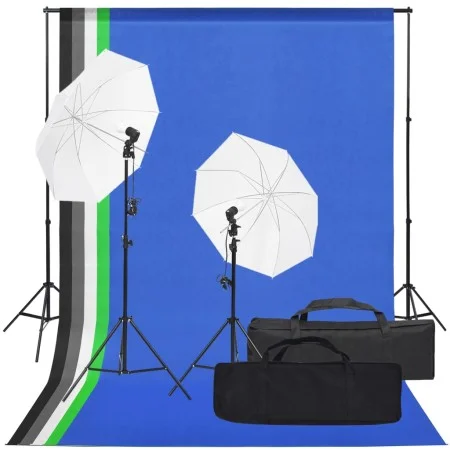 Photo studio kit with lighting set and background by vidaXL, Flashes and studio lighting - Ref: Foro24-3094668, Price: 122,51...