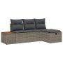 Conjunto de Sofá de Jardín de 4 Piezas con Cojines Gris Poliratán de , Sofás de exterior - Ref: Foro24-3360948, Precio: 334,1...