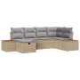 Conjunto de sofá de jardín de 6 piezas con cojines beige de poliratán de , Sofás de exterior - Ref: Foro24-3360964, Precio: 4...
