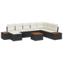 Conjunto de sofá de jardín de 9 piezas con cojines de poliratán negro de , Sofás de exterior - Ref: Foro24-3360991, Precio: 5...