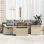 Juego de Sofá de Jardín de 7 Piezas con Cojines Beige Poliratán de , Sofás de exterior - Ref: Foro24-3361009, Precio: 527,35 ...