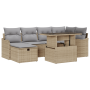 Set de Sofás de Jardín de 7 Piezas con Cojines Beige Ratán Poliéster de , Sofás de exterior - Ref: Foro24-3361049, Precio: 53...