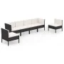 Gartenmöbel Set 6 Stück und Kissen Kunststoff Rattan schwarz von vidaXL, Gartensets - Ref: Foro24-3094348, Preis: 498,08 €, R...