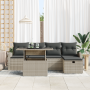 Conjunto de sofá de jardín de 6 piezas con cojines gris claro de poliratán de , Sofás de exterior - Ref: Foro24-3361081, Prec...