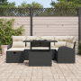 Set de Sofás de Jardín de 7 Piezas con Cojines Negro Poliratán de , Sofás de exterior - Ref: Foro24-3361086, Precio: 494,44 €...