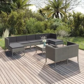 10-teiliges Gartenmöbel-Set und graue synthetische Rattankissen von vidaXL, Gartensets - Ref: Foro24-3094578, Preis: 776,03 €...