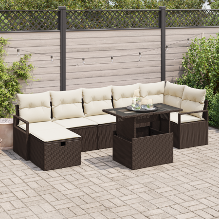 Juego de Sofá de Jardín de 8 Piezas con Cojines Ratán Polimarrón de , Sofás de exterior - Ref: Foro24-3361137, Precio: 548,99...