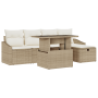 Juego de Sofá de Jardín de 6 Piezas con Cojines Beige de Poliratán de , Sofás de exterior - Ref: Foro24-3361160, Precio: 521,...