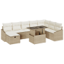 Conjunto de Sofá de Jardín de 9 Piezas con Cojines Beige de Ratán de Polietileno de , Sofás de exterior - Ref: Foro24-3361190...