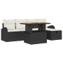 Conjunto de Sofás de Jardín de 6 Piezas con Cojines Negro Ratán Polimérico de , Sofás de exterior - Ref: Foro24-3361292, Prec...