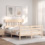 Bed frame with solid wood headboard 140x200 cm by vidaXL, Beds and slatted bases - Ref: Foro24-3195156, Price: 120,23 €, Disc...