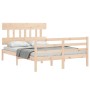 Bed frame with solid wood headboard 140x200 cm by vidaXL, Beds and slatted bases - Ref: Foro24-3195156, Price: 120,23 €, Disc...