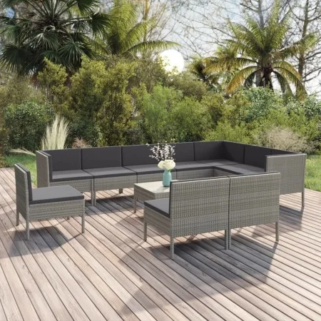 11-piece garden furniture set and gray synthetic rattan cushions by vidaXL, Garden sets - Ref: Foro24-3094454, Price: 888,25 ...