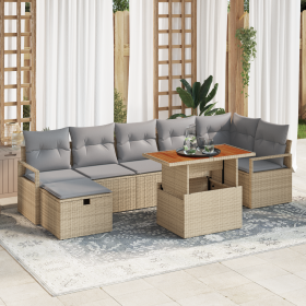 Juego de Sofá de Jardín de 8 Piezas con Cojines Beige Poliratán de , Sofás de exterior - Ref: Foro24-3361336, Precio: 571,79 ...