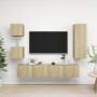 5-teiliges Wohnzimmermöbelset TV aus Sonoma-Eichen-Engineer-Holz von vidaXL, TV-Möbel - Ref: Foro24-3079011, Preis: 166,44 €,...