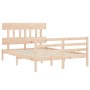 Bed frame with solid wood headboard 140x200 cm by vidaXL, Beds and slatted bases - Ref: Foro24-3195156, Price: 120,23 €, Disc...