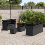 Conjunto de Sofá para Jardín de 8 Piezas con Cojines Ratán Poliéster Negro Acacia de , Sofás de exterior - Ref: Foro24-336142...