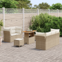 Conjunto de Sofá de Jardín de 8 Piezas con Cojines Beige Poliratán Acacia de , Sofás de exterior - Ref: Foro24-3361431, Preci...