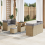 Set de Sofá de Jardín de 8 Piezas con Cojines Beige Poliratán Acacia de , Sofás de exterior - Ref: Foro24-3361432, Precio: 49...