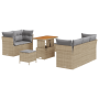 Set de Sofá de Jardín de 8 Piezas con Cojines Beige Poliratán Acacia de , Sofás de exterior - Ref: Foro24-3361432, Precio: 49...