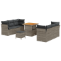Set de Sofá de Jardín de 9 Piezas con Cojines Gris Poliratán Acacia | Foro24.es | Tu tienda online para hogar, jardín y más Foro24.es