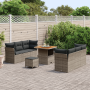 Set de Sofá de Jardín de 9 Piezas con Cojines Gris Poliratán Acacia | Foro24.es | Tu tienda online para hogar, jardín y más Foro24.es