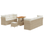 Conjunto de Sofá de Jardín de 10 Piezas con Cojines Beige Poliratán Acacia de , Sofás de exterior - Ref: Foro24-3361451, Prec...