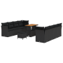 Conjunto de Sofá de Jardín de 11 Piezas con Cojines Negro Poliratán Acacia de , Sofás de exterior - Ref: Foro24-3361459, Prec...