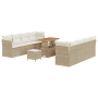 Set de Sofá de Jardín de 11 Piezas con Cojines Beige Ratán Polimérico Acacia de , Sofás de exterior - Ref: Foro24-3361461, Pr...
