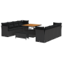 Conjunto de Sofá de Jardín de 11 Piezas con Cojines Negro Poliratán Acacia de , Sofás de exterior - Ref: Foro24-3361464, Prec...