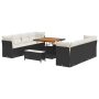 Conjunto de Sofá de Jardín de 11 Piezas con Cojines Negro Ratán Acacia de , Sofás de exterior - Ref: Foro24-3361465, Precio: ...