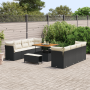 Conjunto de Sofá de Jardín de 11 Piezas con Cojines Negro Ratán Acacia de , Sofás de exterior - Ref: Foro24-3361465, Precio: ...