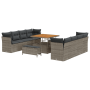 Conjunto de Sofá de Jardín de 11 Piezas con Cojines Gris Polirratán Acacia de , Sofás de exterior - Ref: Foro24-3361468, Prec...