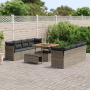 Conjunto de Sofá de Jardín de 11 Piezas con Cojines Gris Polirratán Acacia de , Sofás de exterior - Ref: Foro24-3361468, Prec...