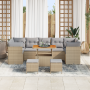 Juego de Sofá de Jardín de 10 Piezas con Cojines Beige de Ratán Poliéster de , Sofás de exterior - Ref: Foro24-3361472, Preci...