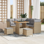 Conjunto de Sofá de Jardín de 8 Piezas con Cojines Beige Poliratán Acacia de , Sofás de exterior - Ref: Foro24-3361482, Preci...