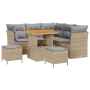 Conjunto de Sofá de Jardín de 8 Piezas con Cojines Beige Poliratán Acacia de , Sofás de exterior - Ref: Foro24-3361482, Preci...