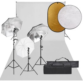 Kit de estudio fotográfico con set de luces, fondo y reflector