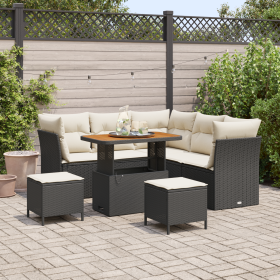 Juego de Sofá de Jardín de 8 Piezas con Cojines Negro Ratán Acacia de , Sofás de exterior - Ref: Foro24-3361485, Precio: 471,...