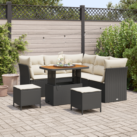 Juego de Sofá de Jardín de 8 Piezas con Cojines Negro Ratán Acacia de , Sofás de exterior - Ref: Foro24-3361485, Precio: 471,...