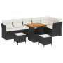 Set de Sofá de Jardín de 9 Piezas con Cojines Ratán Negro Poli Acacia de , Sofás de exterior - Ref: Foro24-3361500, Precio: 5...