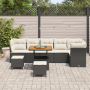 Set de Sofá de Jardín de 9 Piezas con Cojines Ratán Negro Poli Acacia de , Sofás de exterior - Ref: Foro24-3361500, Precio: 5...