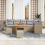 Conjunto de Sofá de Jardín de 9 Piezas con Cojines Beige de Polirratan Acacia de , Sofás de exterior - Ref: Foro24-3361502, P...