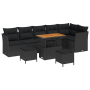 Conjunto de Sofá de Jardín de 9 piezas con Cojines Negro Poliratán Acacia de , Sofás de exterior - Ref: Foro24-3361504, Preci...